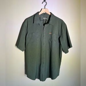 Orvis Mens Short Sleeved Button Down - Olive Green - Size XL- EUC